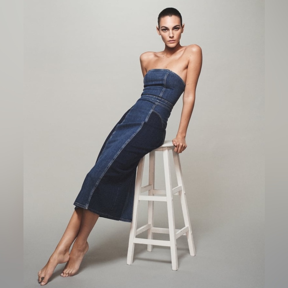 Zara Blue Patchwork Denim Dress - Picture 13 of 17